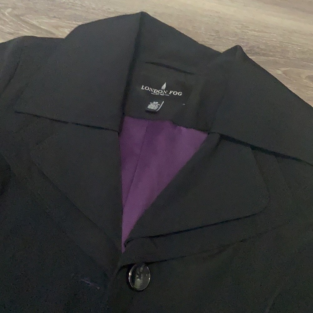 NWT Women’s Black Double Collar Belted Coat Jacket London Fog size Small Petite - Picture 2 of 11